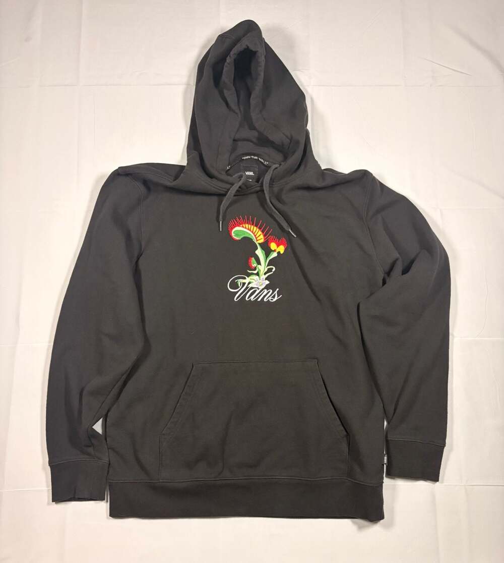 Vans Fatal Floral Venus Flytrap Black Pullover Hoodie M